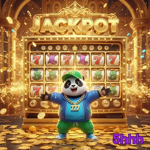 Panda sorteador em jogo de slots no 5hhh, simbolizando diversão e jackpots emocionantes.